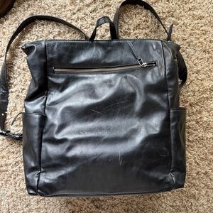 FP diaper bag backpack square rare black leather *SEE NOTE*